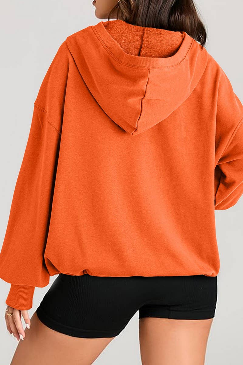 CWOHOL0935_SOLID COLOR HOODED ZIPPER POCKET SWEATSHIRT