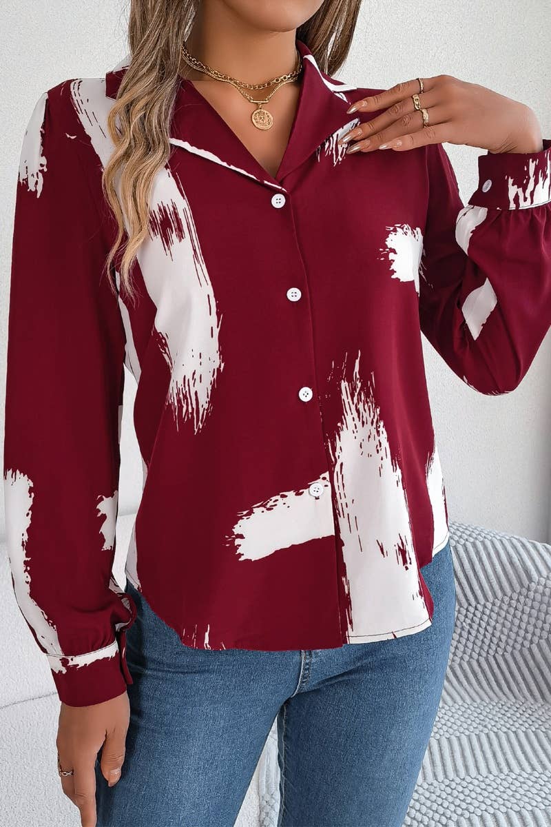 CWTSTL2131_COLOR CONTRAST LAPEL LONG SLEEVE SHIRT TOP