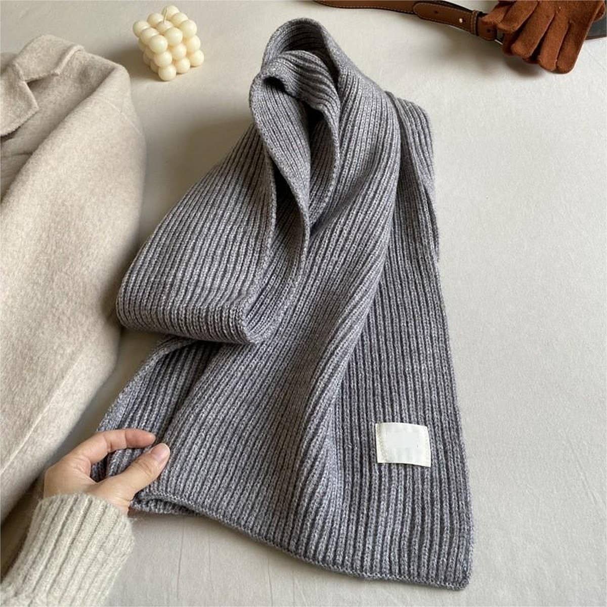 Plaid Knit Scarf - Soft Faux Cashmere Winter Wrap_CWASC1235