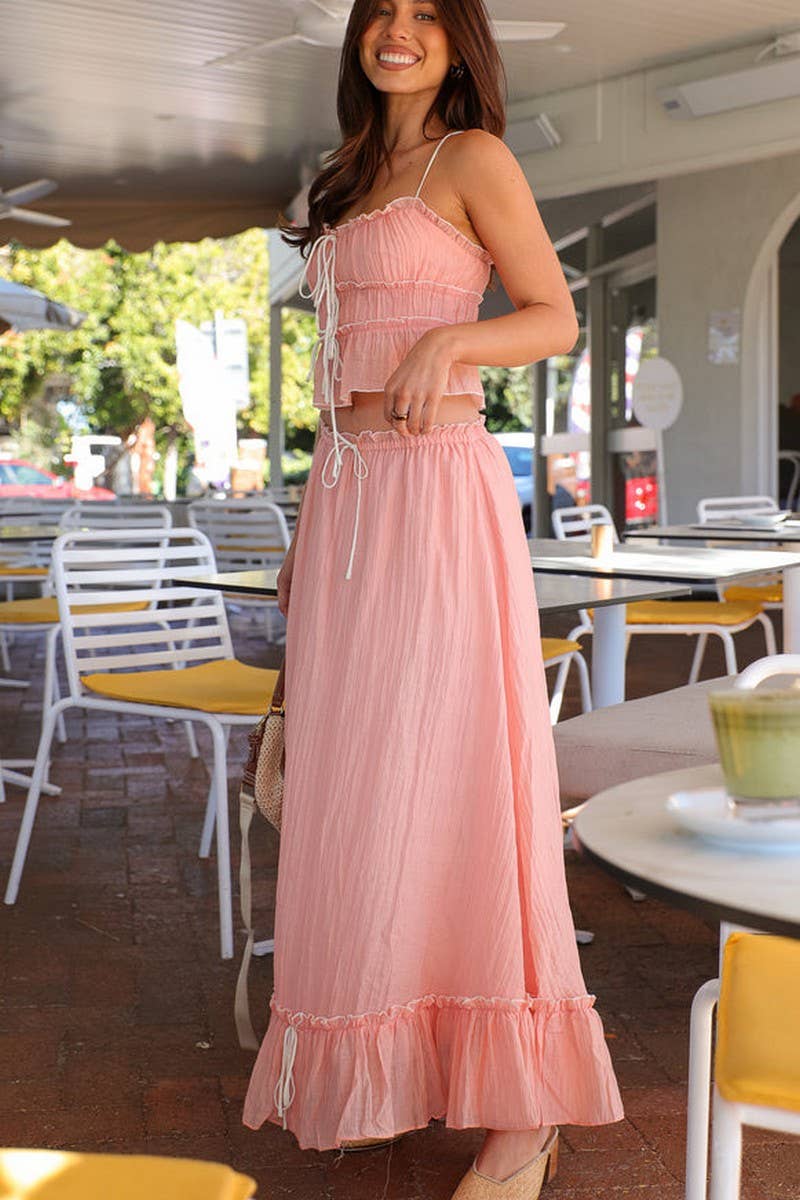 CWSS1224_BOW TIE CAMI TOP & RUCHED FAIRY SKIRT SET