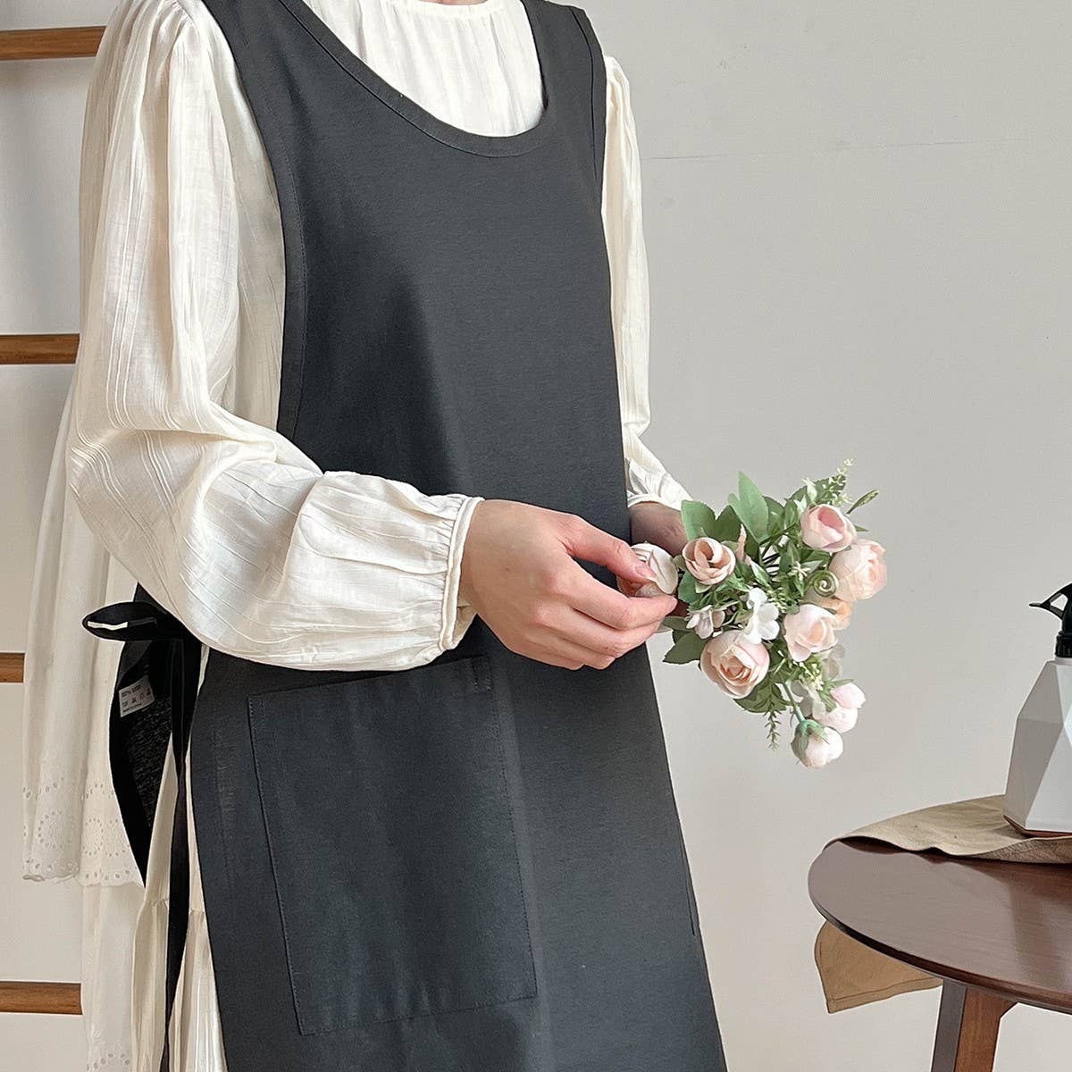 Waistband Cotton linen Aprons with pockets