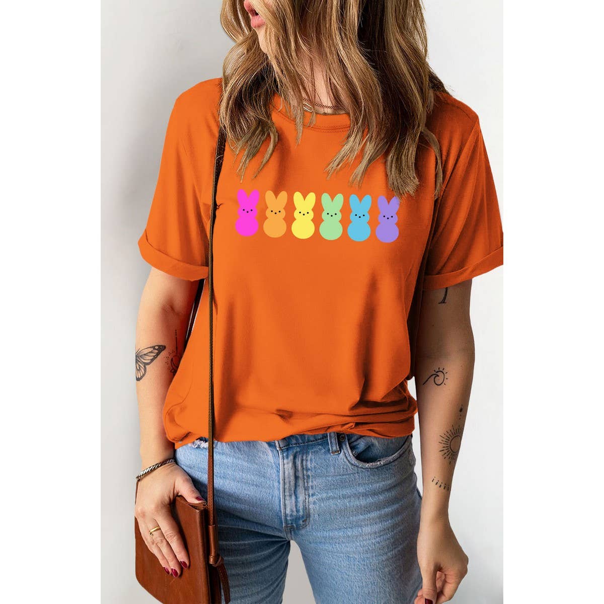 CUTE PRINTED BUNNY ROUND NECK T SHIRT FOR EASTER_CWTTS0790