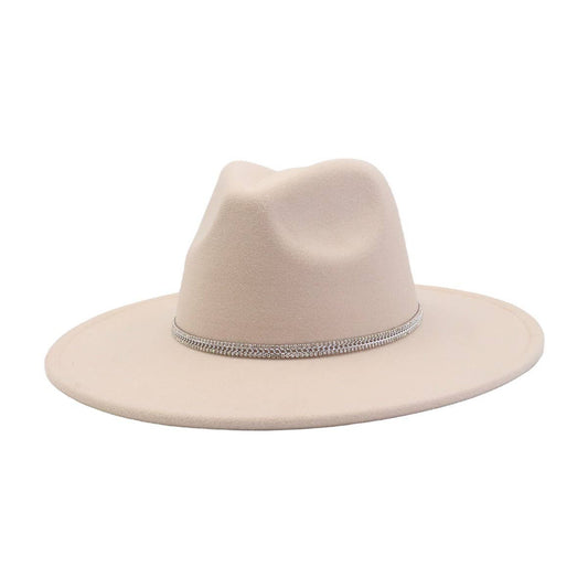 Unisex Wool Fedora Hat Ethnic Flat Brim Style_CWAH04402