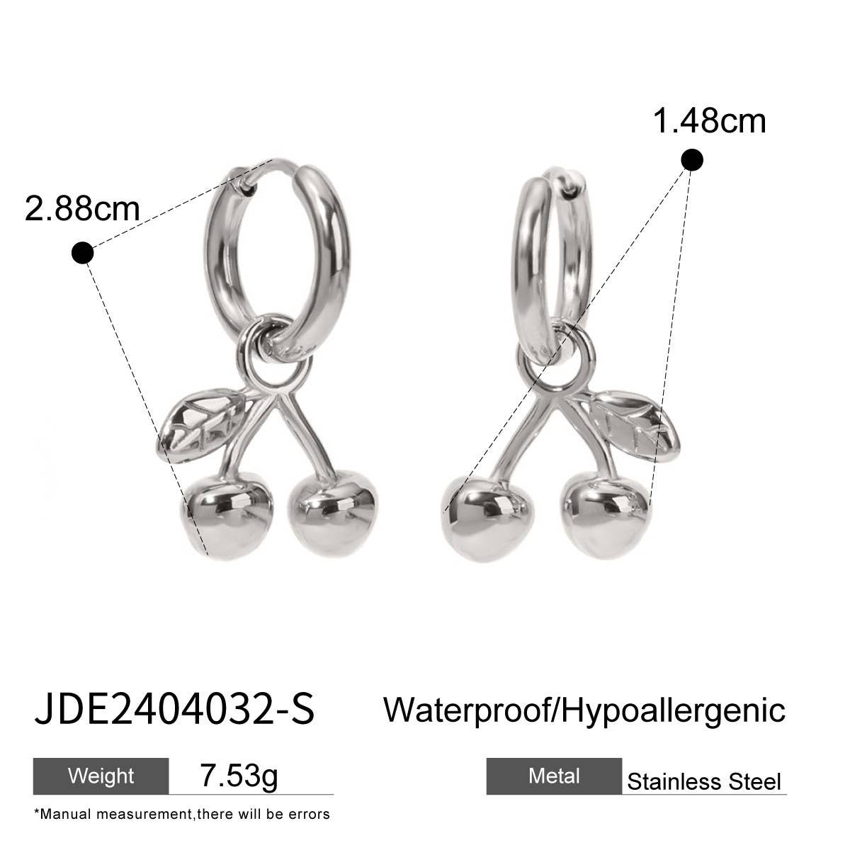 18K GOLD STAINLESS STEEL CHERRY DROP EARRINGS_CWASC1675