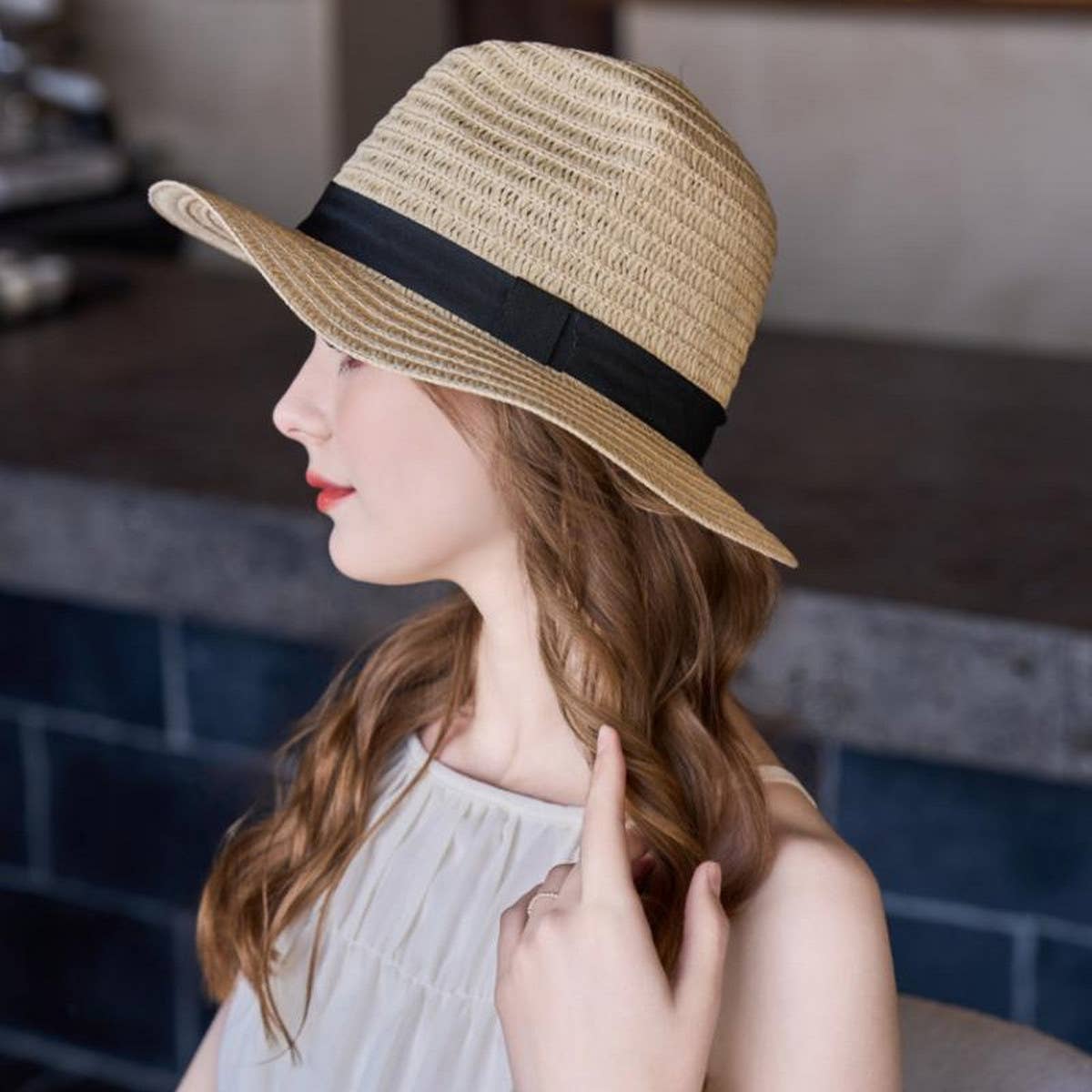 RETRO DOME BEACH HAT STRAW HAT_CWAH1337