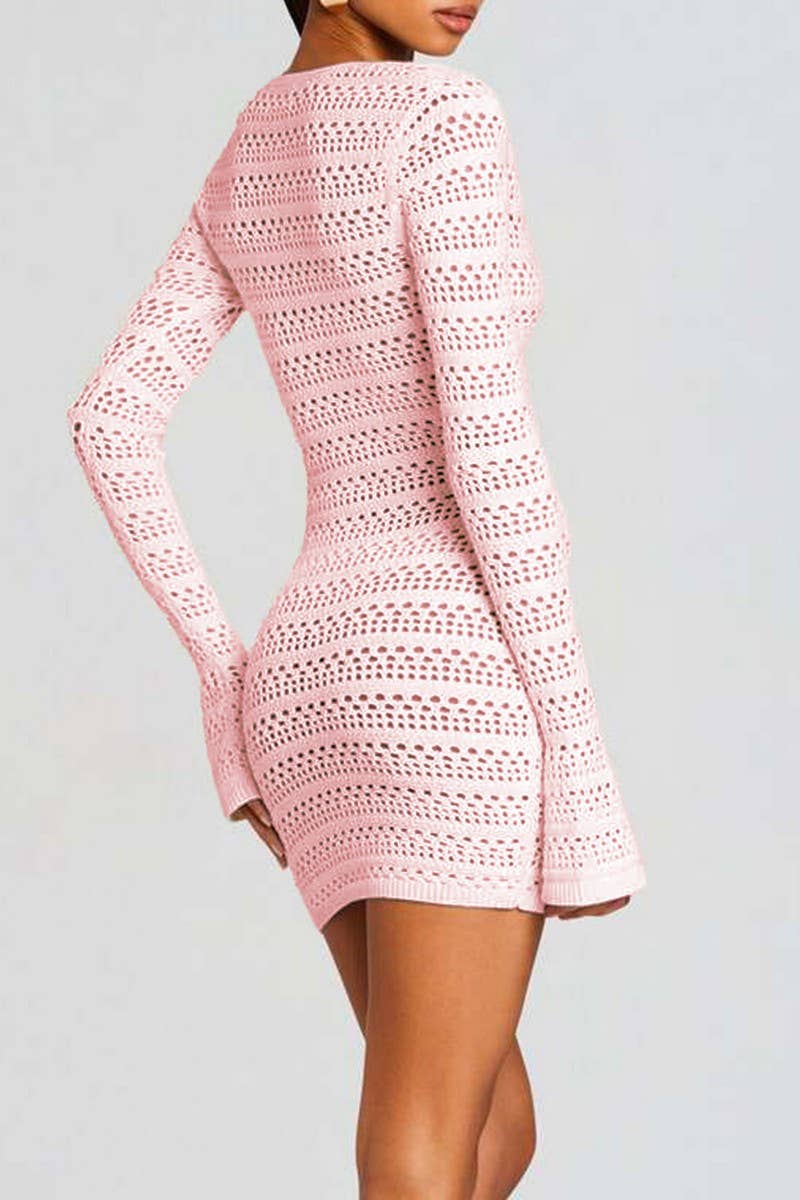 CWDSD8928_SEXY LONG SLEEVE HOLLOW DRESS