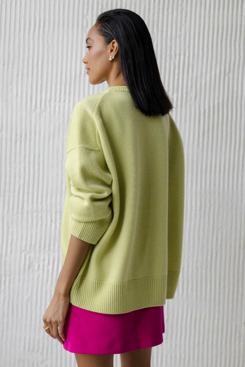 CWOSWL6632_SOLID COLOR V-NECK LONG-SLEEVED SWEATER