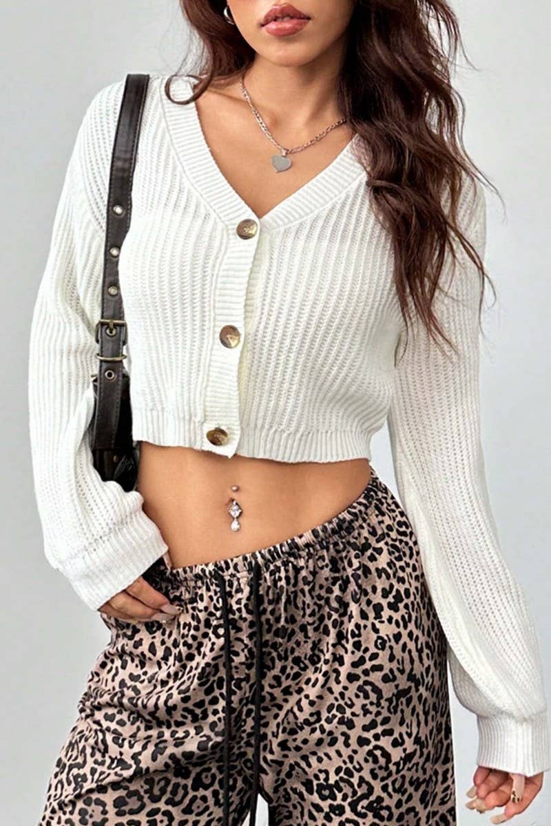 CWOCAL2292_MINIMALIST CROPPED BUTTON UP KNIT CARDIGAN