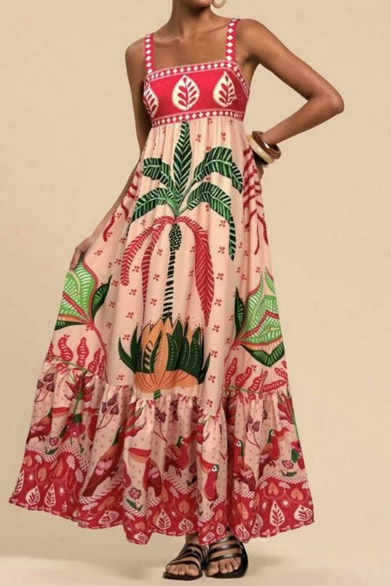 CWDMD5835_BOHO FLORAL STRAPPY CASUAL VACATION DRESS