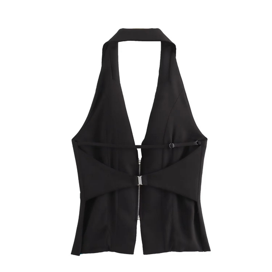 Backless Halter Top – French Style Fashion_CWTHT0238
