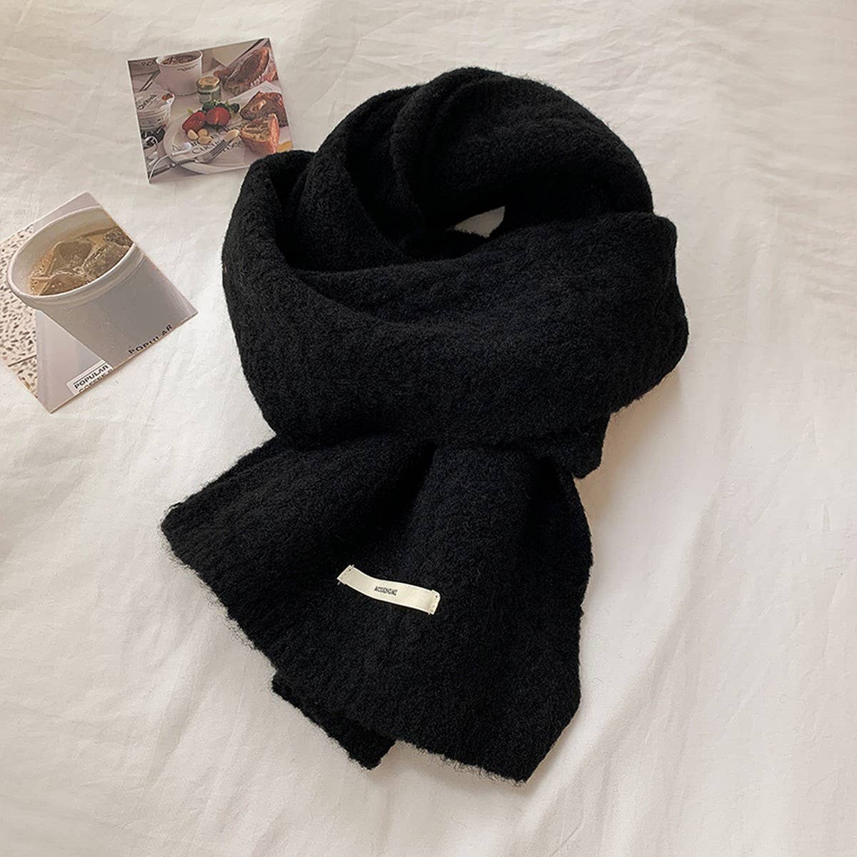 Avocado Green Wool Knit Scarf for Women,Warm_CWASC1506