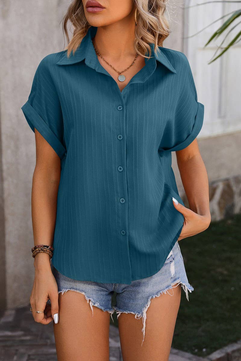 CWTSTS0432_SHORT SLEEVED CASUAL SHIRT WITH LOOSE SHOULDERS