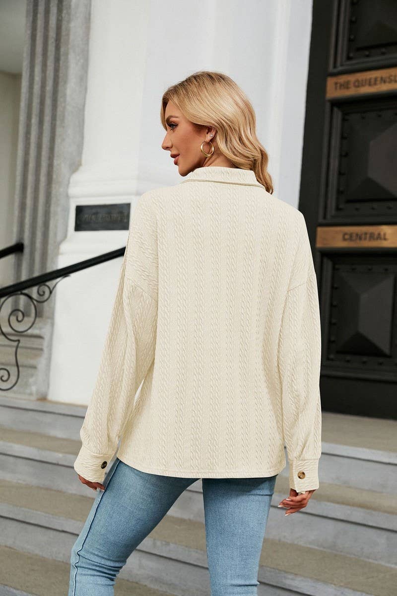 CWTSTL2066_LAPEL BUTTON POCKET LONG SLEEVE SHIRT COATS