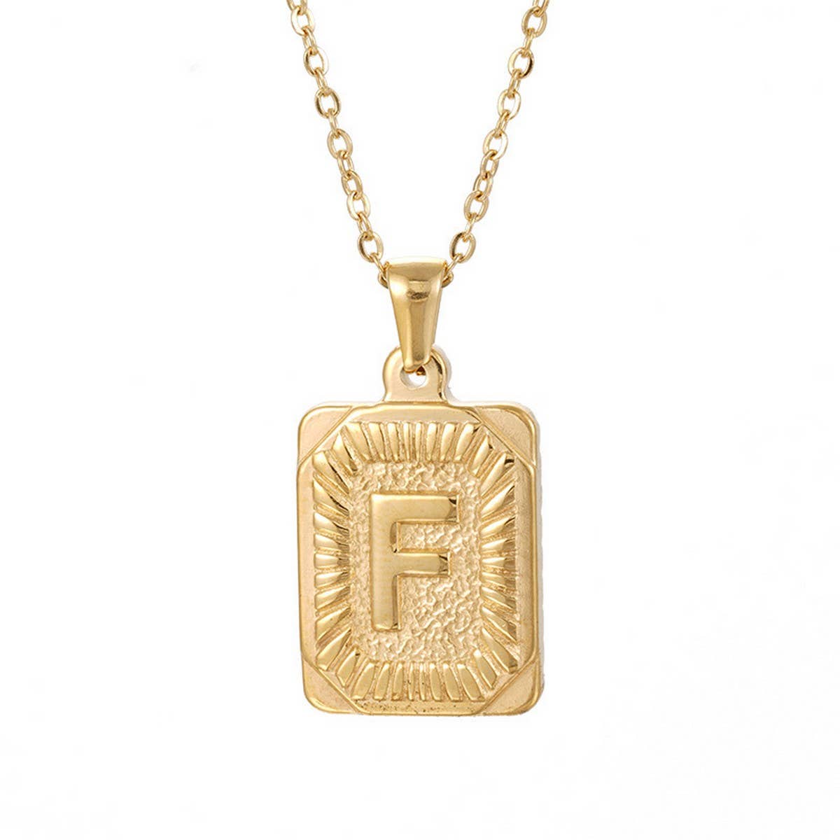 CWAJE1937_Square Stainless Steel Letter Fashion Necklace