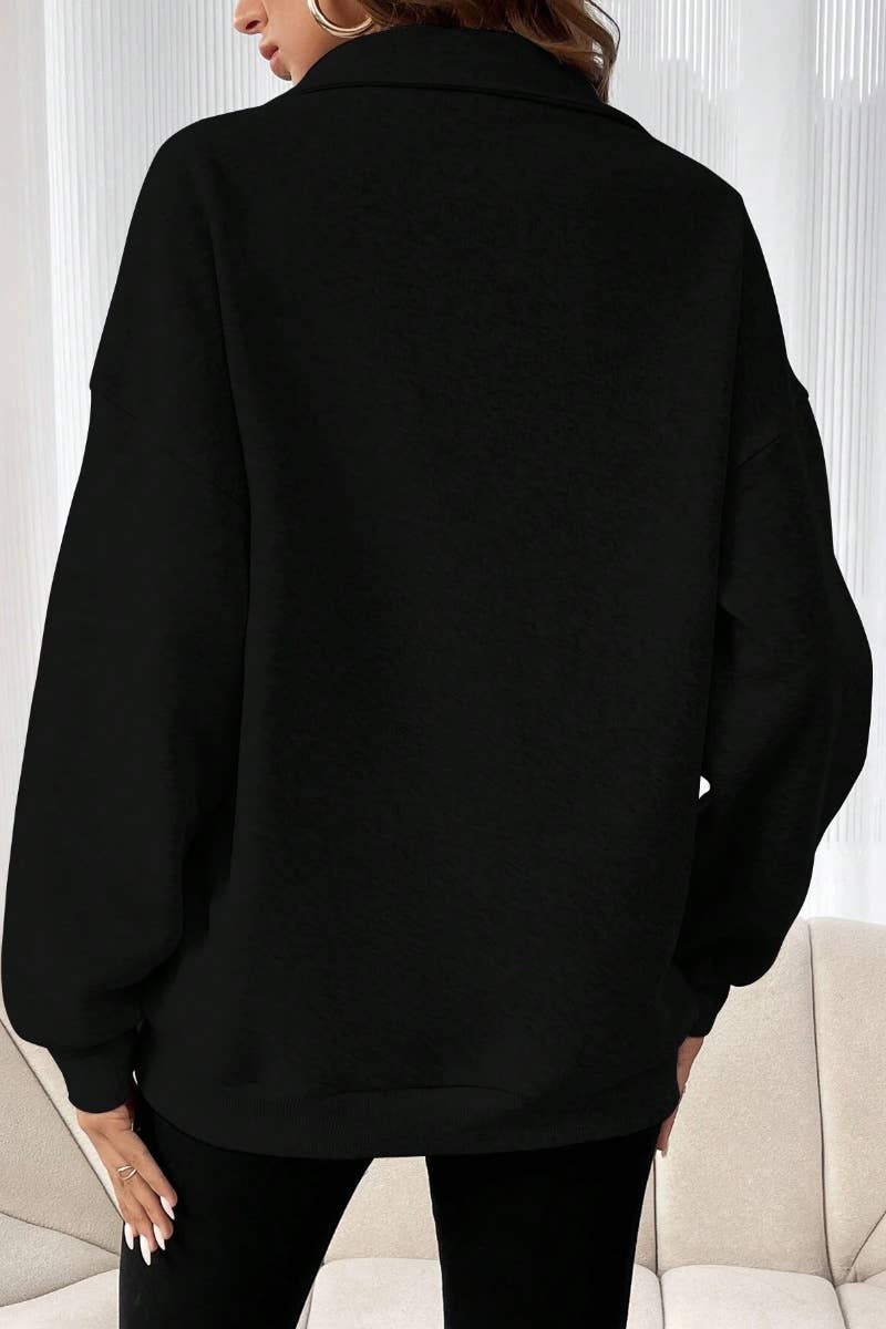 CWOHOL0957_AUTUMN WINTER ZIP-UP LONG-SLEEVED LAPEL HOODIE