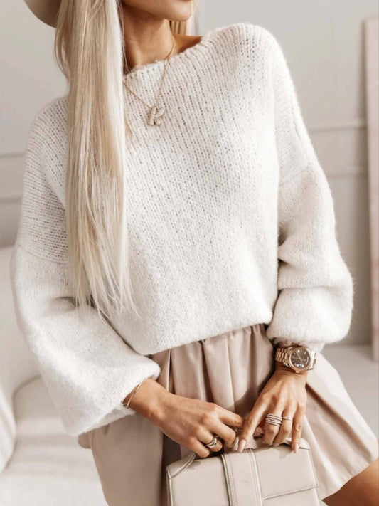 Bow-tied solid-color backless knitted sweater