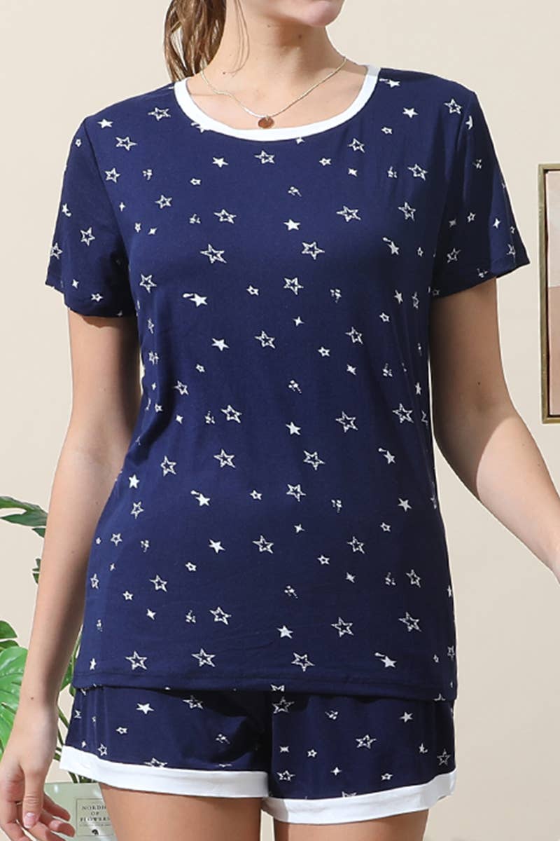 CWSPJ031-P_SHORT SLEEVE TOP WITH SHORTS PAJAMA SET