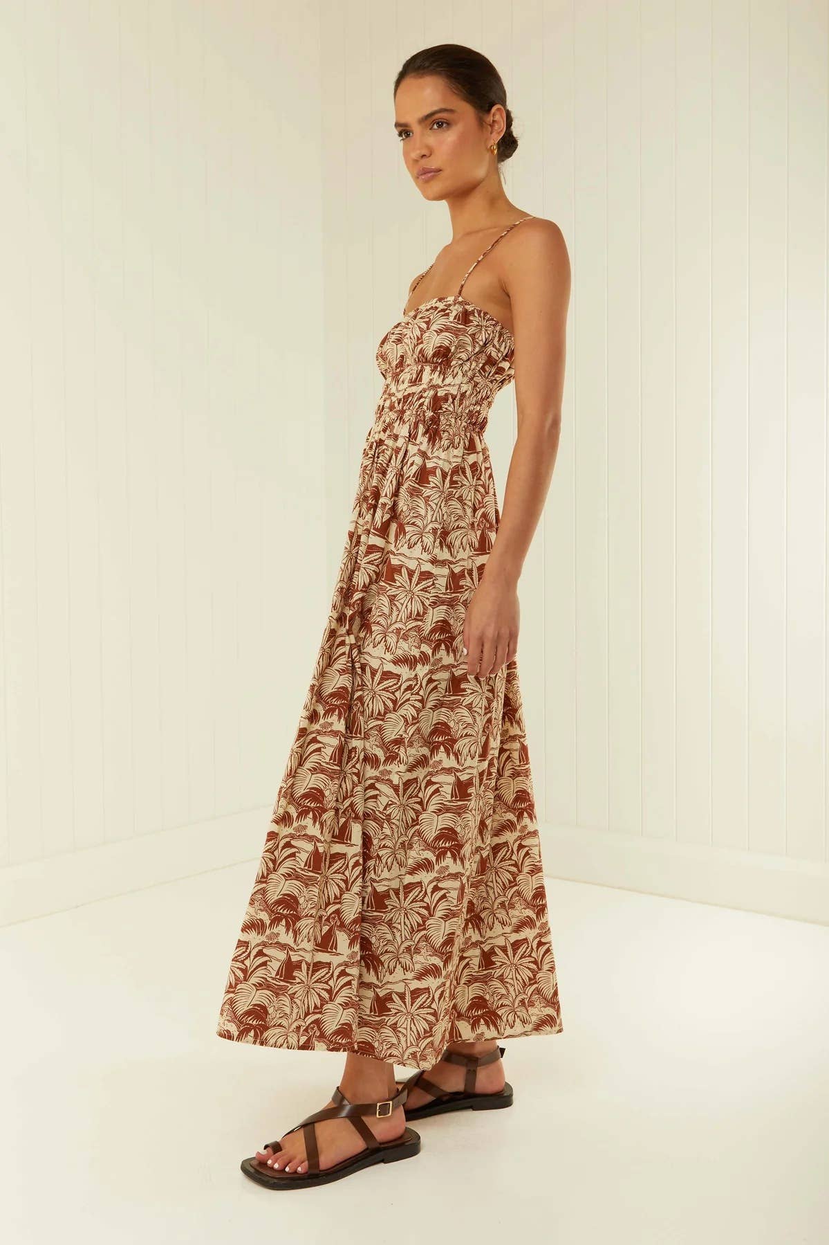 Fashionable one-shoulder striped halter dress