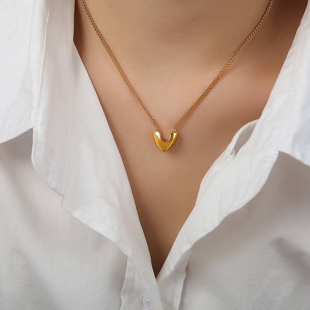 V SHAPED TITANIUM STEEL NECKLACE