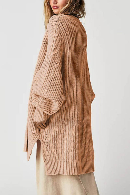 CWOCAL1829_HOLLOWED OUT LONG POCKET CARDIGAN LONG STYLE