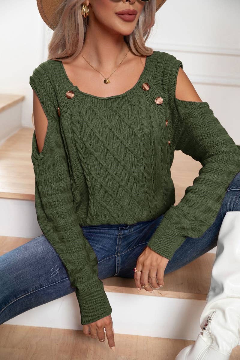 CWOSWL6368_WINTER BUTTON-DOWN LONG-SLEEVED SWEATER