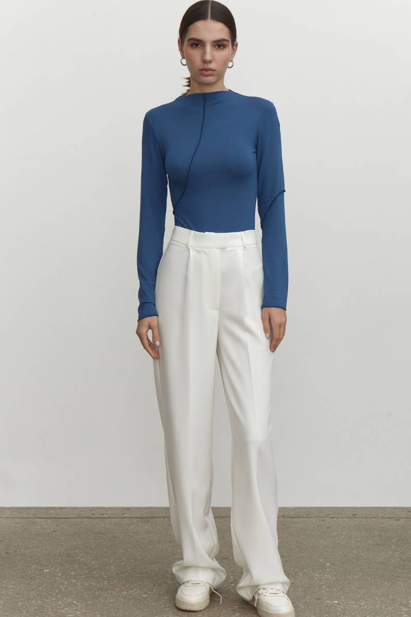 CWTBLL1714_HALF HIGH-NECK SLIM-FIT LONG-SLEEVED TOP