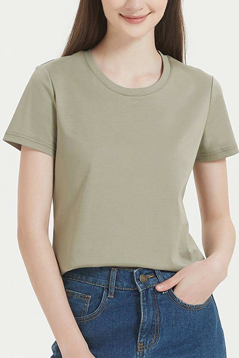 CWTBLS1789_SUMMER FASHION CASUAL WOMEN'S SOLID COLOR T-SHIRT