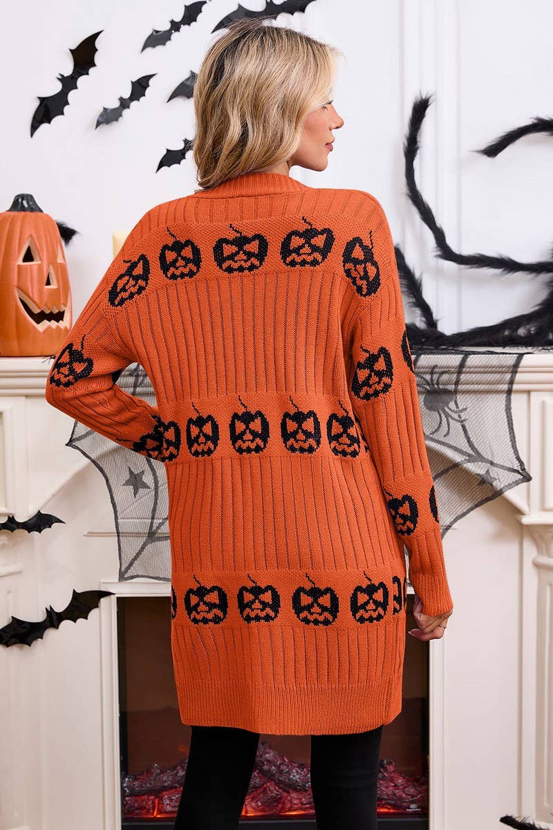 CWOCAL00699_HALLOWEEN PUMPKIN JACQUARD KNIT CARDIGAN