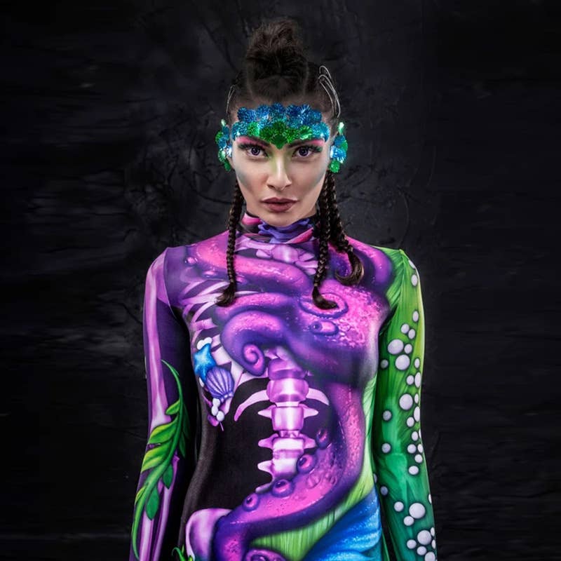 cosplay Halloween printed long-sleeved bodysuit