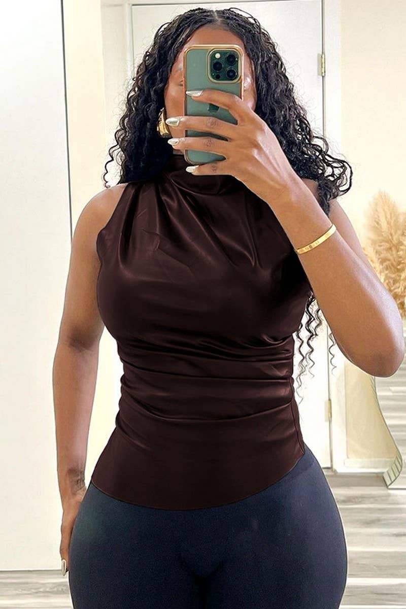 CWTBLSL01040_SLEEVELESS SLIM FIT ASYMMETRICAL LEATHER TOP