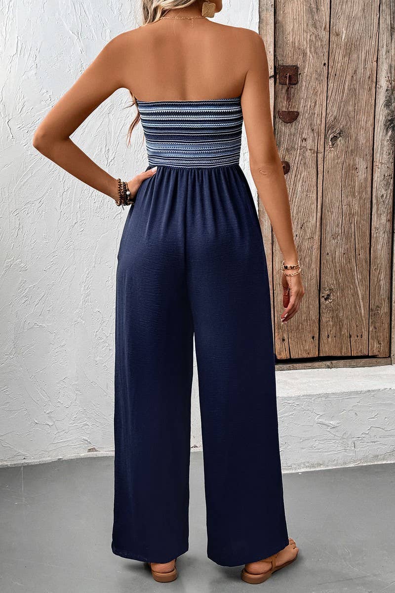 CWSJS1466_SUMMER CASUAL TUBE TOP STRIPED JUMPSUIT