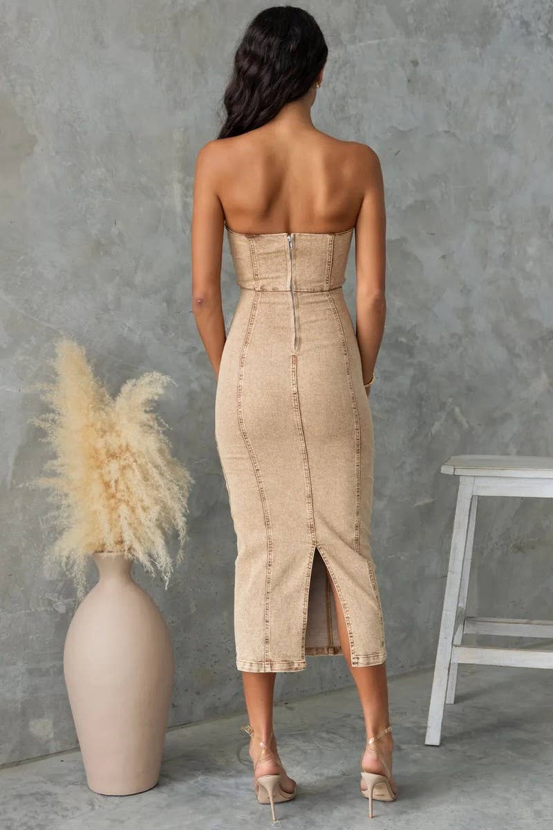 CWDHL0943_SEXY HOT GIRL WITH SLIM FIT DENIM DRESS