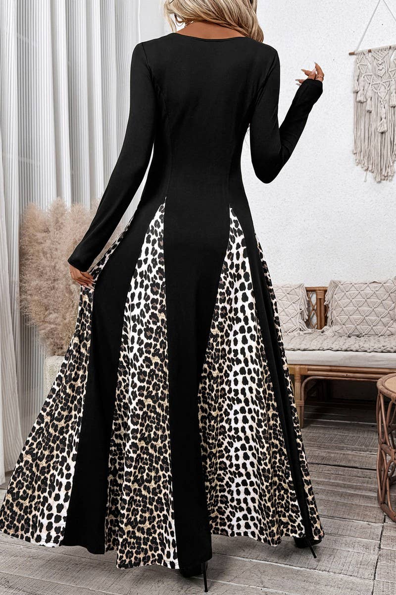 CWDMD3915_LEOPARD PRINT HIGH WAIST WIDE LEG A-LINE DRESS