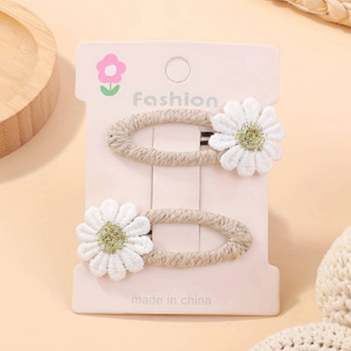 Fresh Daisy Hair Clip Set ? Handmade Fabric Clips