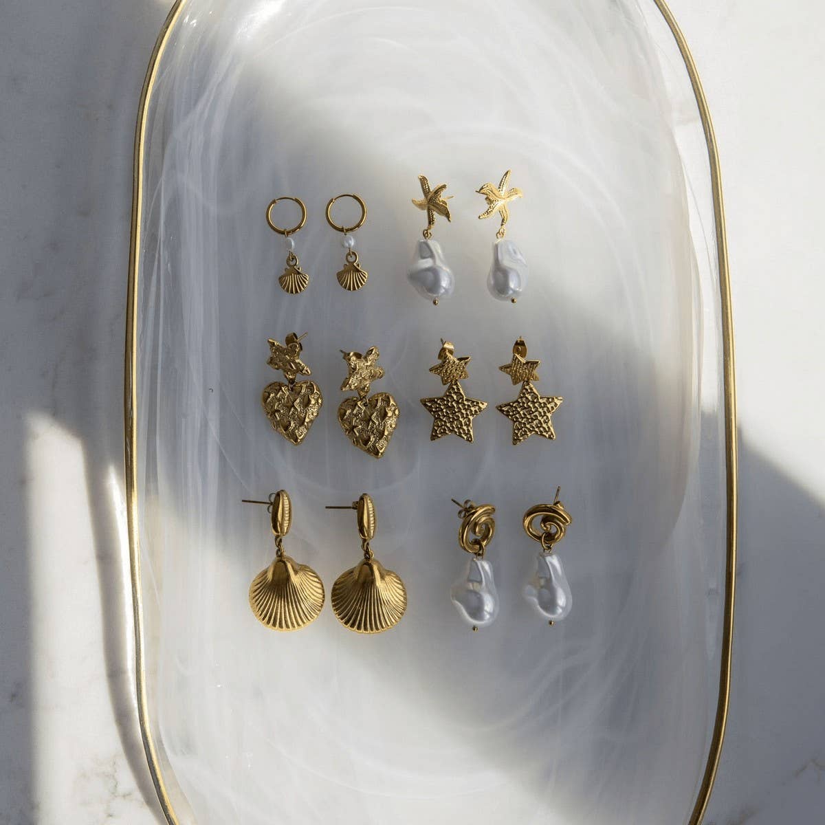 Creative stainless steel mirror pendant earrings