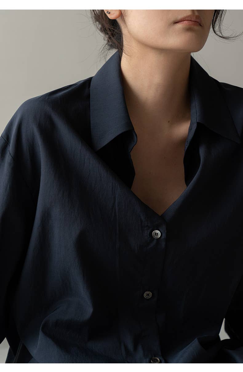 Elegant long-sleeved tencel ice cotton shirt