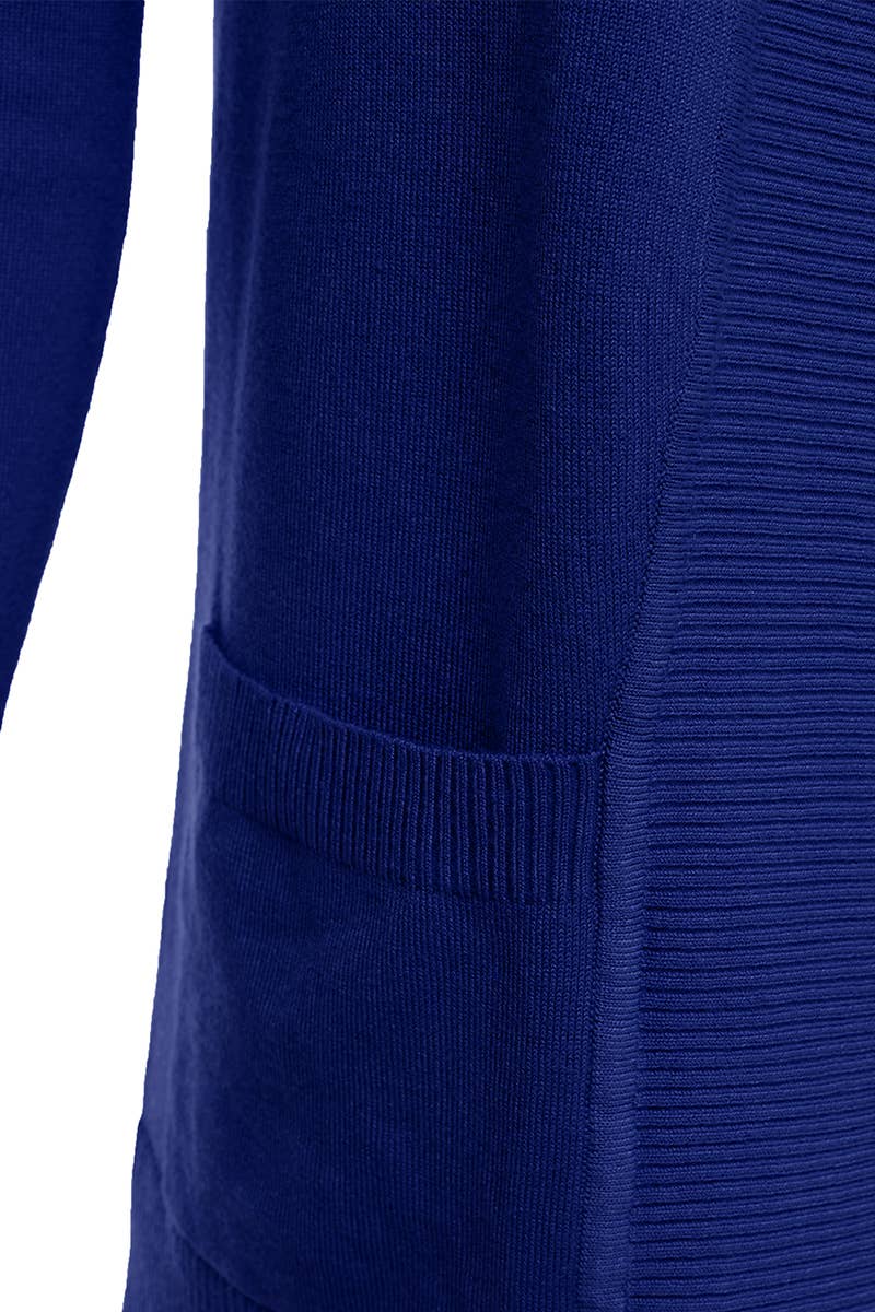 AWOCAL313_Open Front Long Sleeve Pockets Sweater Cardigan