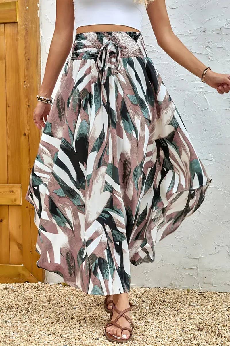 CWBMS0457_BOHO ETHNIC PRINT A-LINE CASUAL SKIRT