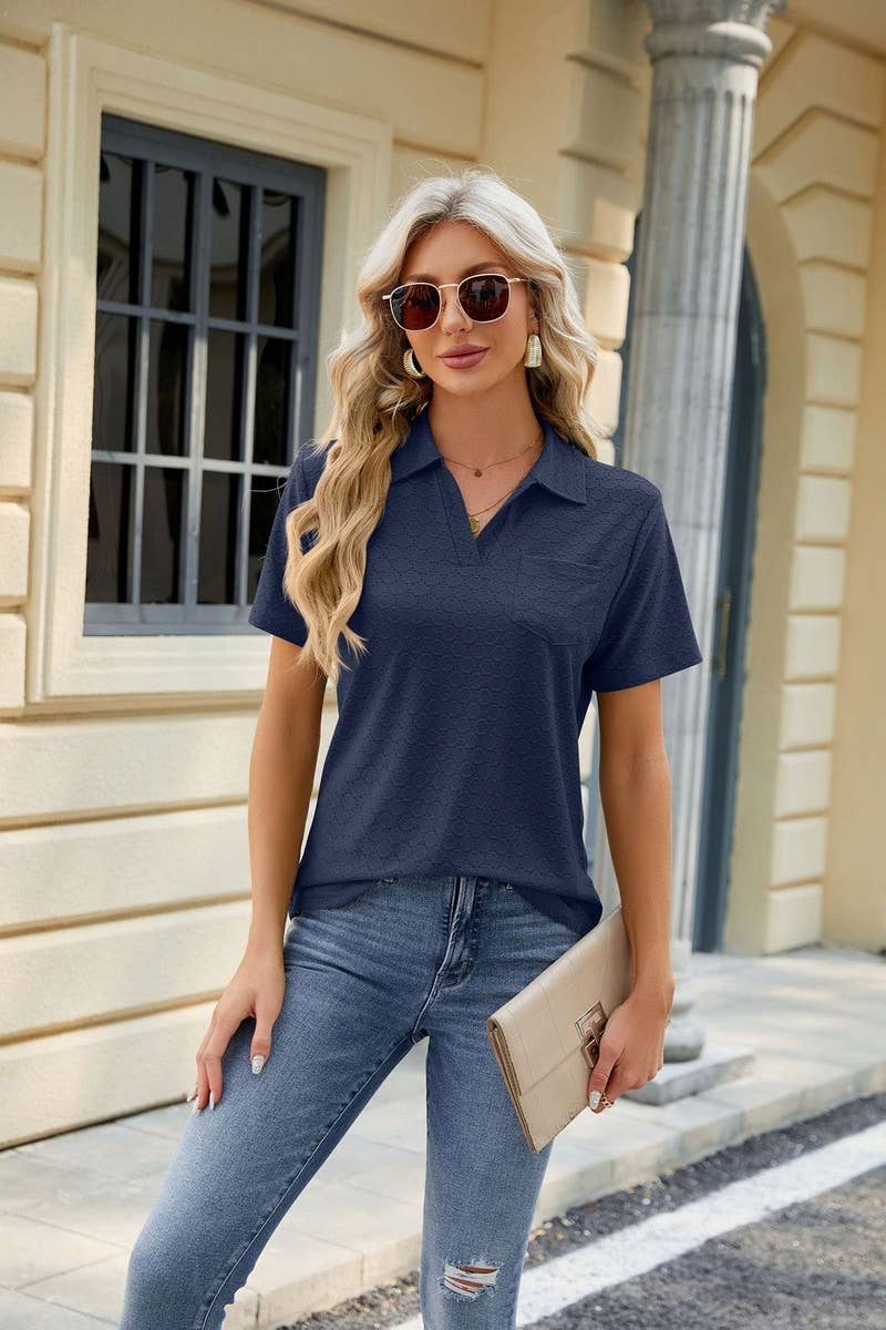 CWTTS0817_V-Neck Short Sleeve Knit Top