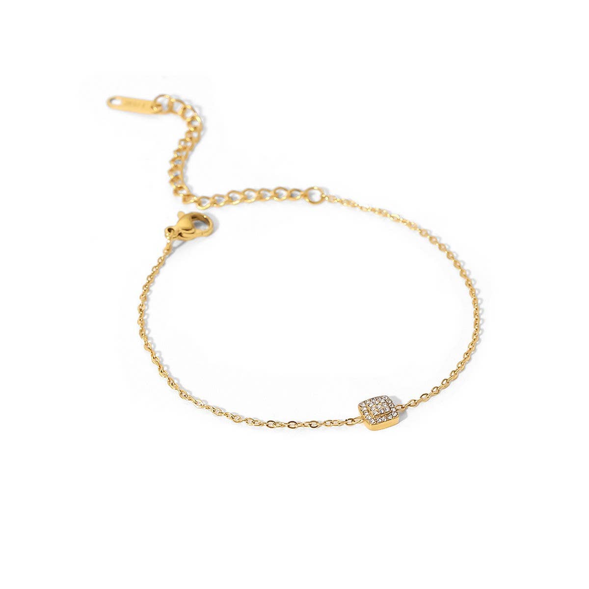 Delicate 18K Gold Titanium Zircon Square Pendant