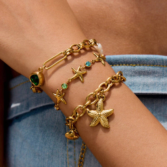 Starfish Zircon Bracelet in Titanium Steel_CWAJE4622