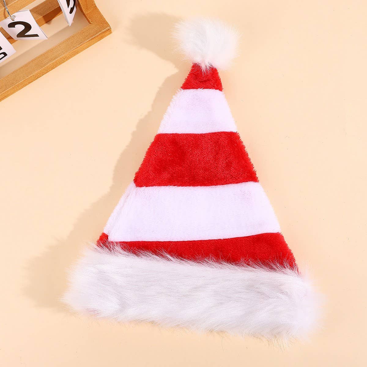 CWAH4078_RED, GREEN AND WHITE STRIPED CHRISTMAS HAT