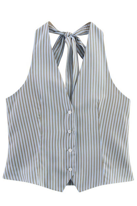 CWSBSSL0149_FASHION STRIPED VEST TOP + PANTS SET