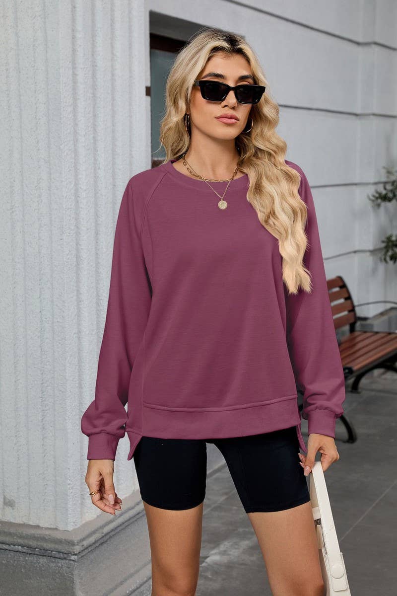 CWTBLL4018_SOLID RIBBED CREW NECK LONG SLEEVE SWEATSHIRT