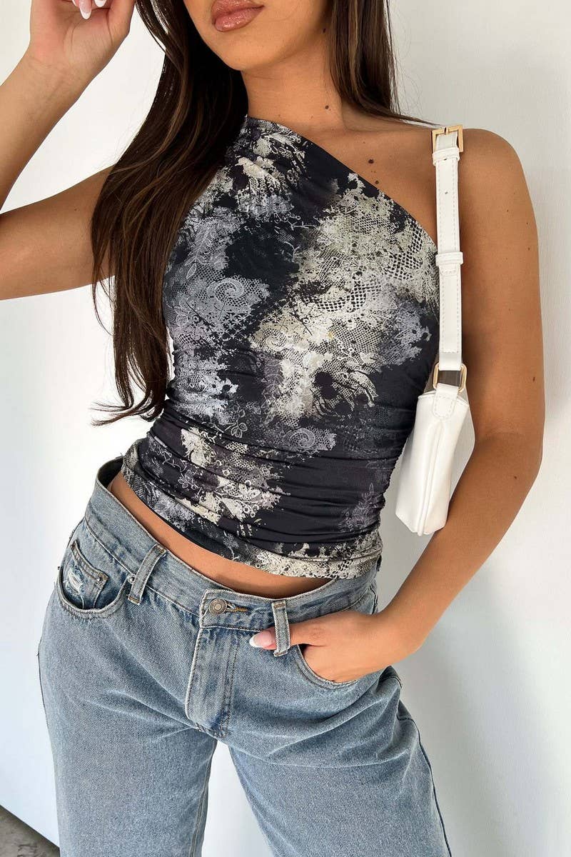 CWTBLSL0926_ASYMMETRIC SHOULDER SLEEVELESS SLIM FIT TEE