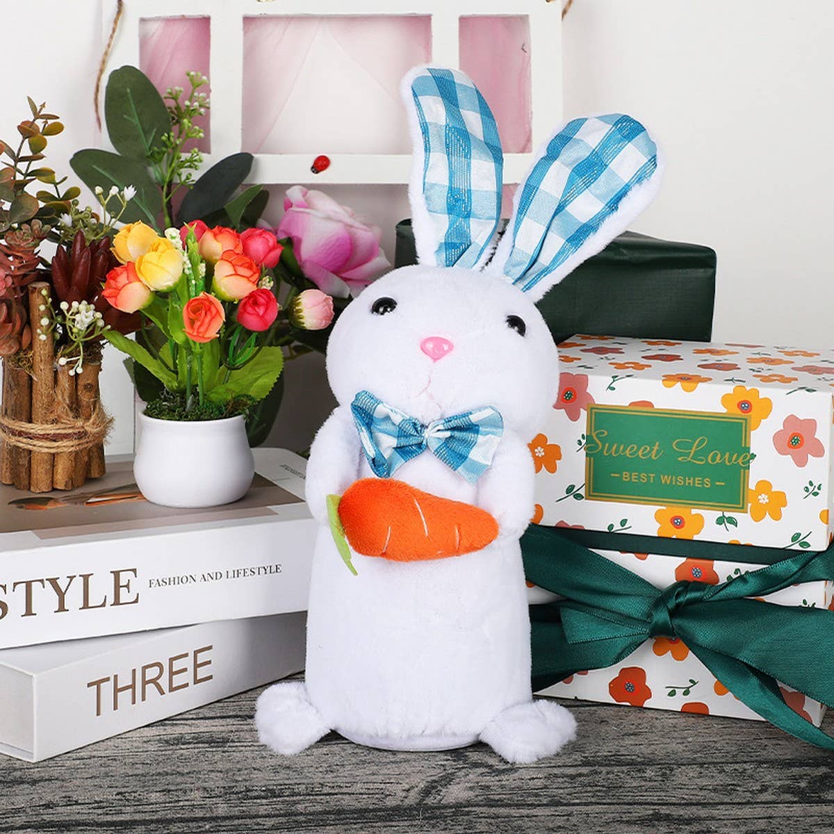 EASTER LIGHTED BUNNY DOLL BUNNY ORNAMENTS