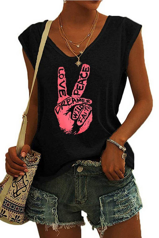 CWTTSL0408_SUMMER V-NECK CAP SLEEVE LOOSE T-SHIRT