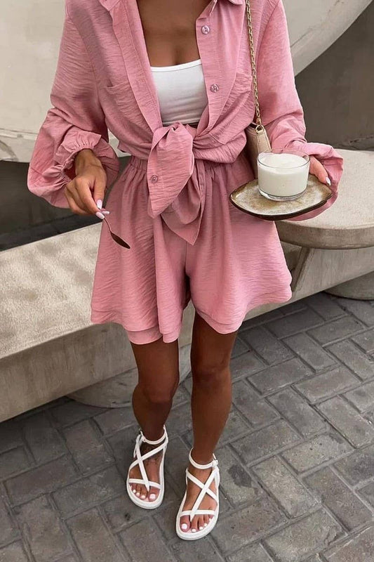 CWSTB1359_LONG-SLEEVED TOP AND RUFFLED SHORTS SET