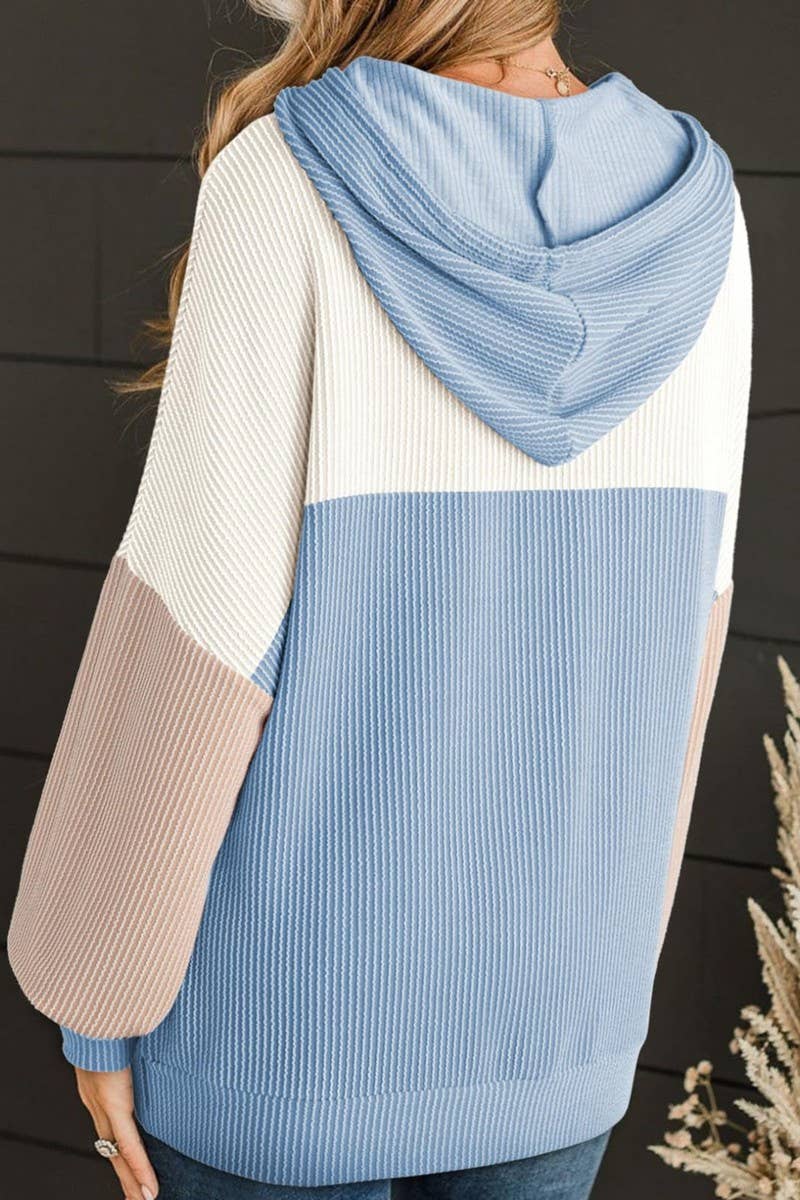 CWOHOL00597_TWIST STRIPE COLORBLOCK LONG SLEEVE HOODIE