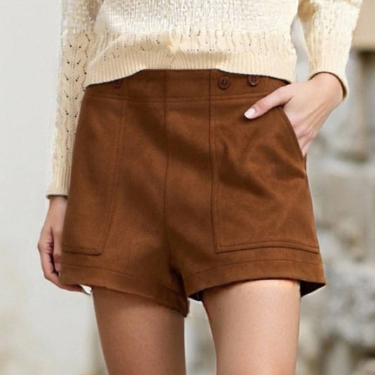 Casual double-button wide-brimmed simple shorts